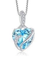 tiny silver heart infinity aquamarine birthstone baby necklace